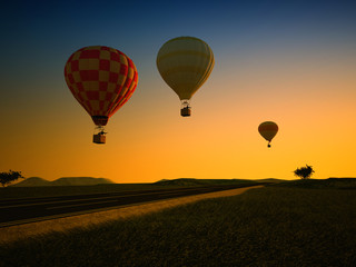 Balloons at sunset