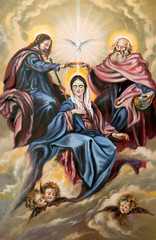 Fototapeta na wymiar Sacred Trinity and the Mother of god