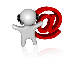 callcenter Agent mit @ 3d