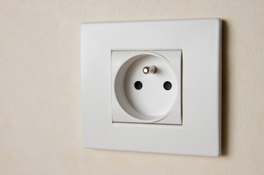 close-up of white electric socket