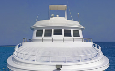 Front sundeck of a large motor yacht