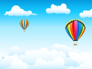 Fototapete Heißluftballons hoch im Himmel © djdarkflower
