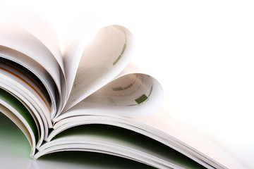 stack of magazines on the white background