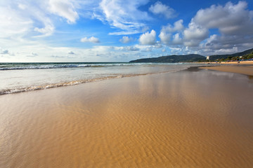 Tropical beach under blue sky. Thailand