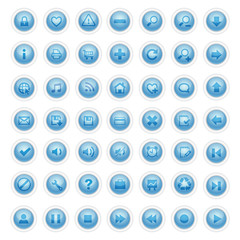 a set of 49 blue web icons