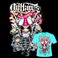 Obraz premium T-shirt Print Tattoo stil Skull