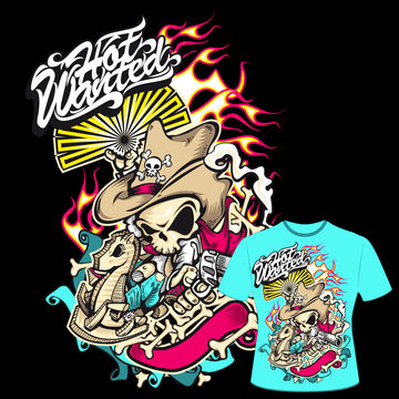 T-Shirt Print Tattoo stil Skull