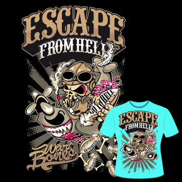 T-Shirt Print Tattoo stil Skull