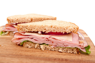 Ham sandwich cut in half