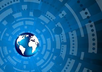 Vector tech background in blue color