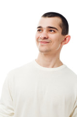 Young man on white background