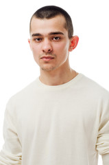 Young man on white background