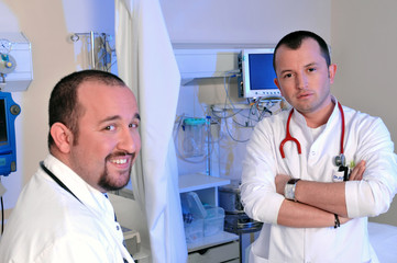 Two reliable medical doctors at emergency room