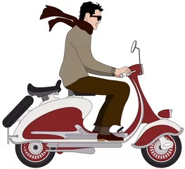 Foto op Plexiglas Italiaanse jongen op een scooter © Isaxar