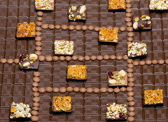 chocolate bars with chocolate candies