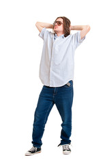 handsome guy in shirt and jeans