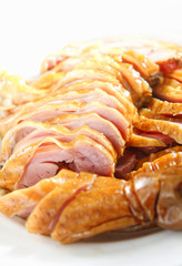 Slice of smoked duck