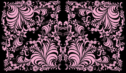 design with pink on black flowers