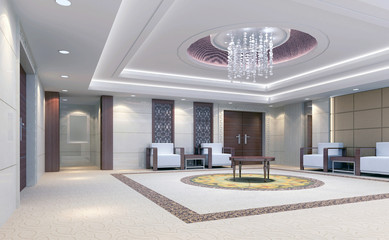 3d reception room rendering, meeting room