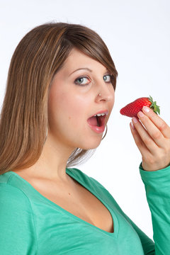 eating a strawberry