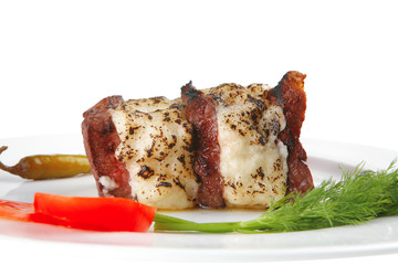 beef meat steak with  cheese