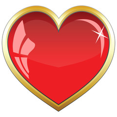 Red heart in a gold frame vector illustration)