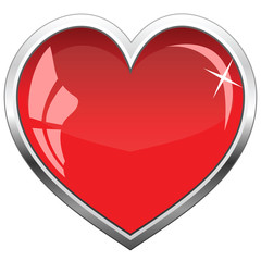 Red heart in a silver frame (vector illustration)