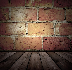 vintage brick and wooden interior