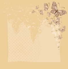 background with tropical butterflies