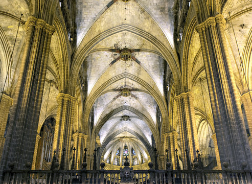 Nave of gothic cathedral, Barcelona