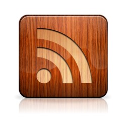 Wooden rss button/icon