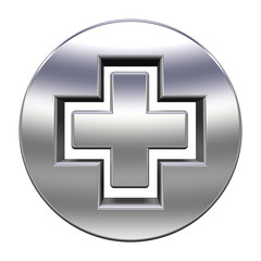 Fototapeta premium Silver circle with cross isolated on white