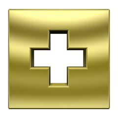 Fototapeta premium Gold square with cross isolated on white