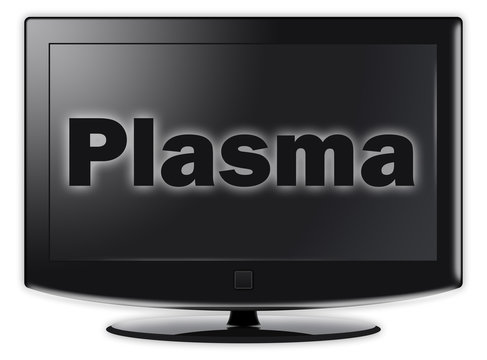 Flatscreen TV with "Plasma" wording on screen