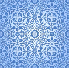 Foto op Plexiglas Intertwining Floral Seamless Pattern Blue © aves