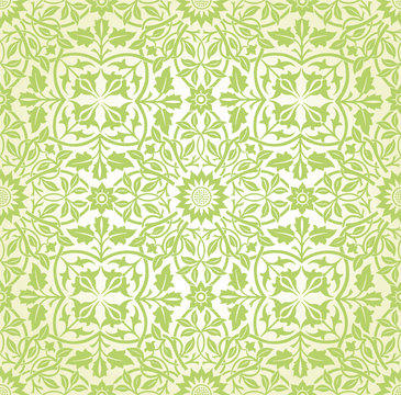 Intertwining Floral Seamless Pattern Green