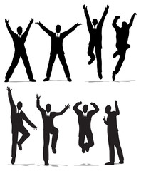 happy jump businessman silhouette vector