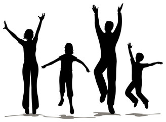 happy family silhouette