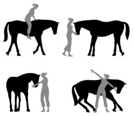 Fototapeta premium horse woman silhouette