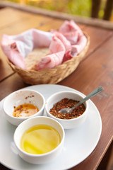 Condiments and bread