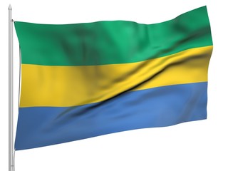 Flying Flag of Gabon - All Countries