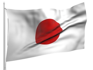 Flying Flag of Japan - All Countries