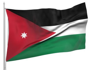 Flying Flag of Jordan - All Countries