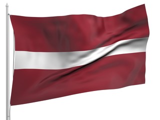 Fototapeta na wymiar Flying Flag of Latvia - All Countries