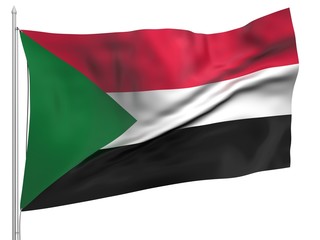 Flying Flag of Sudan - All Countries