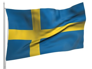 Flying Flag of Sweden - All Countries