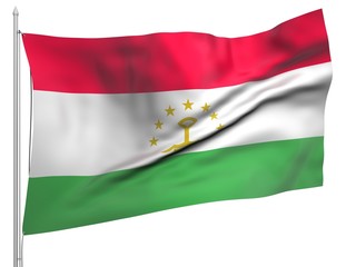 Flying Flag of Tajikistan - All Countries