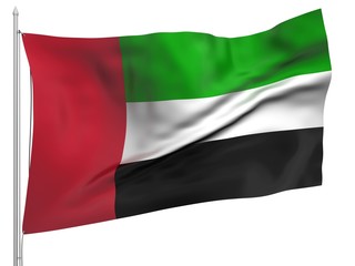 Flying Flag of United Arab Emirates - All Countries