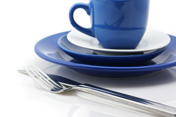 Blue and white dishware