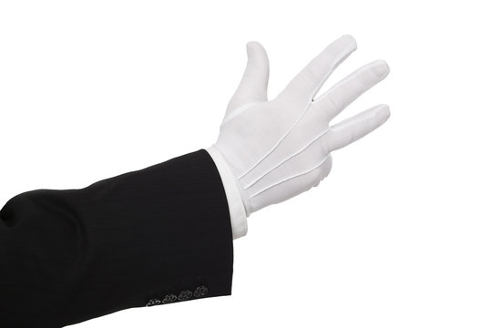 Z&auml;hlende Hand, Zahl Nr. 4, Serie wei&szlig;e Handschuhe